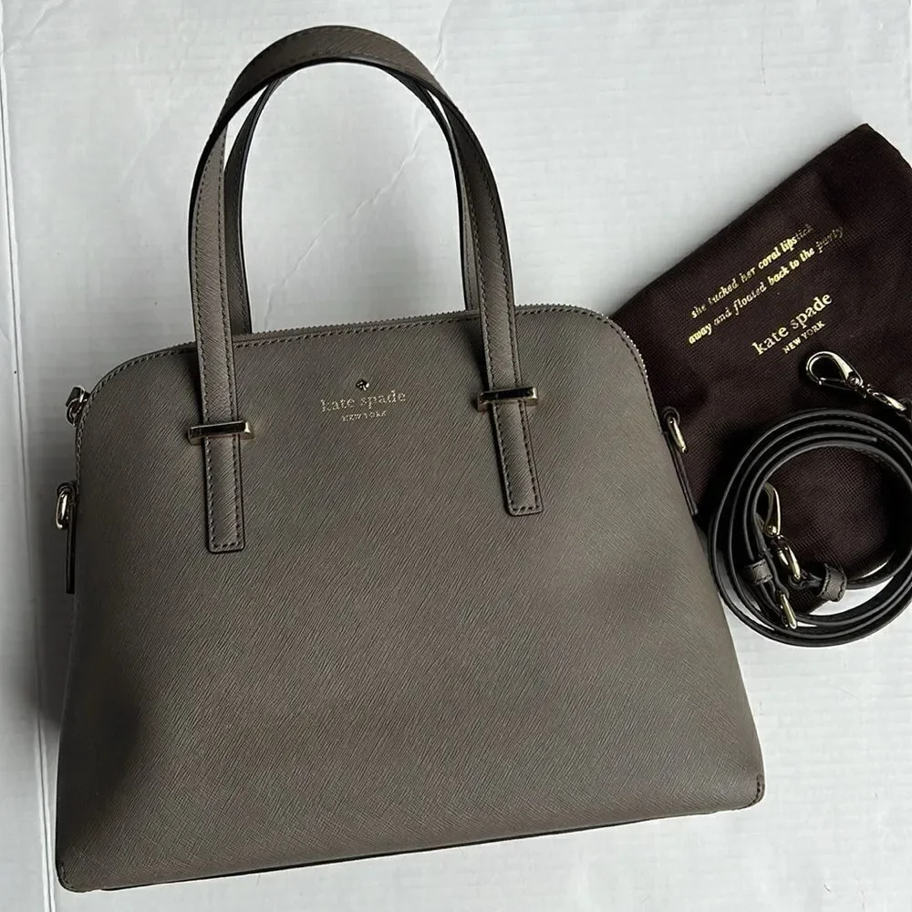 Kate Spade Cedar Street Maise Satchel in a shade of grey or taupe.